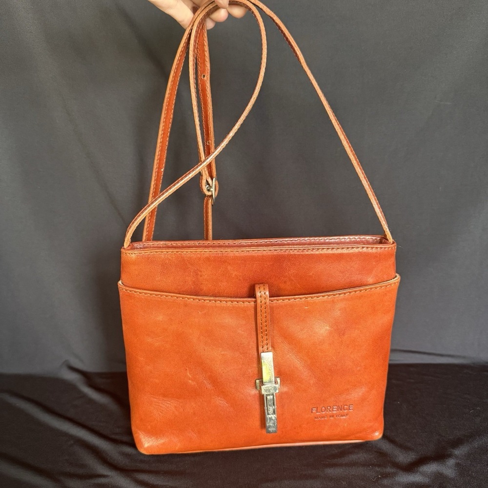Florence Genuine Leather Italy Brown /Tan Crossbody Bag
